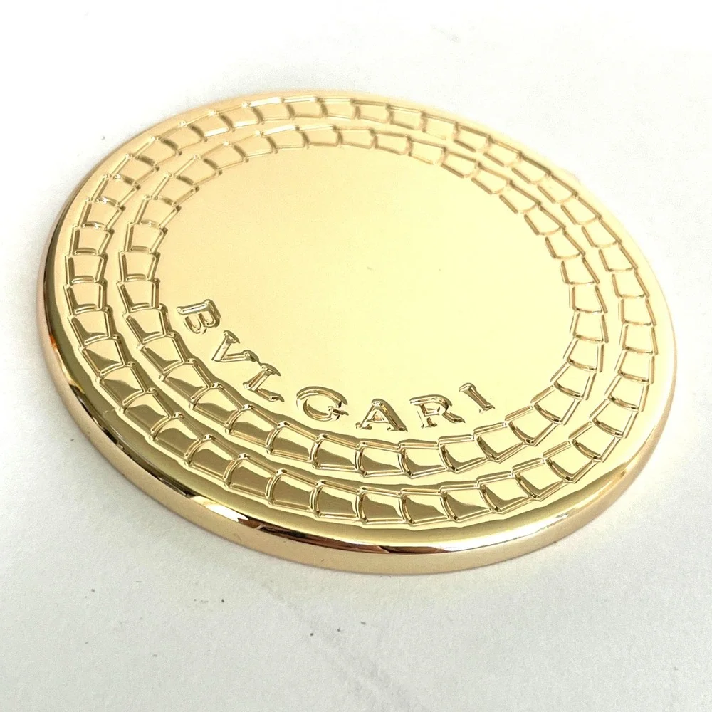 NEW Bvlgari Le Gemme Cobra Gold Tone Pocket Mirror Logo Compact Purse no case